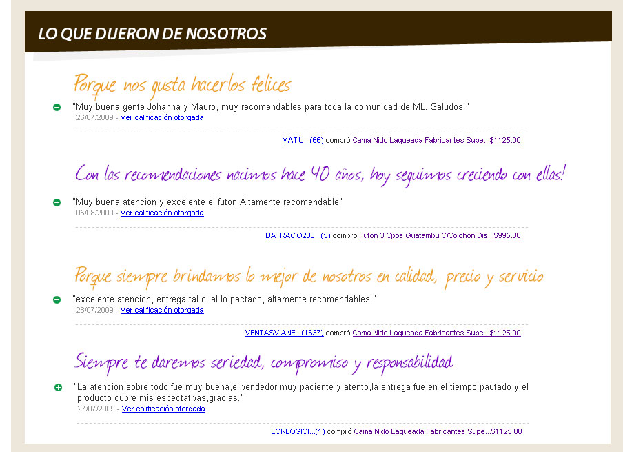 Nuestras calificaciones